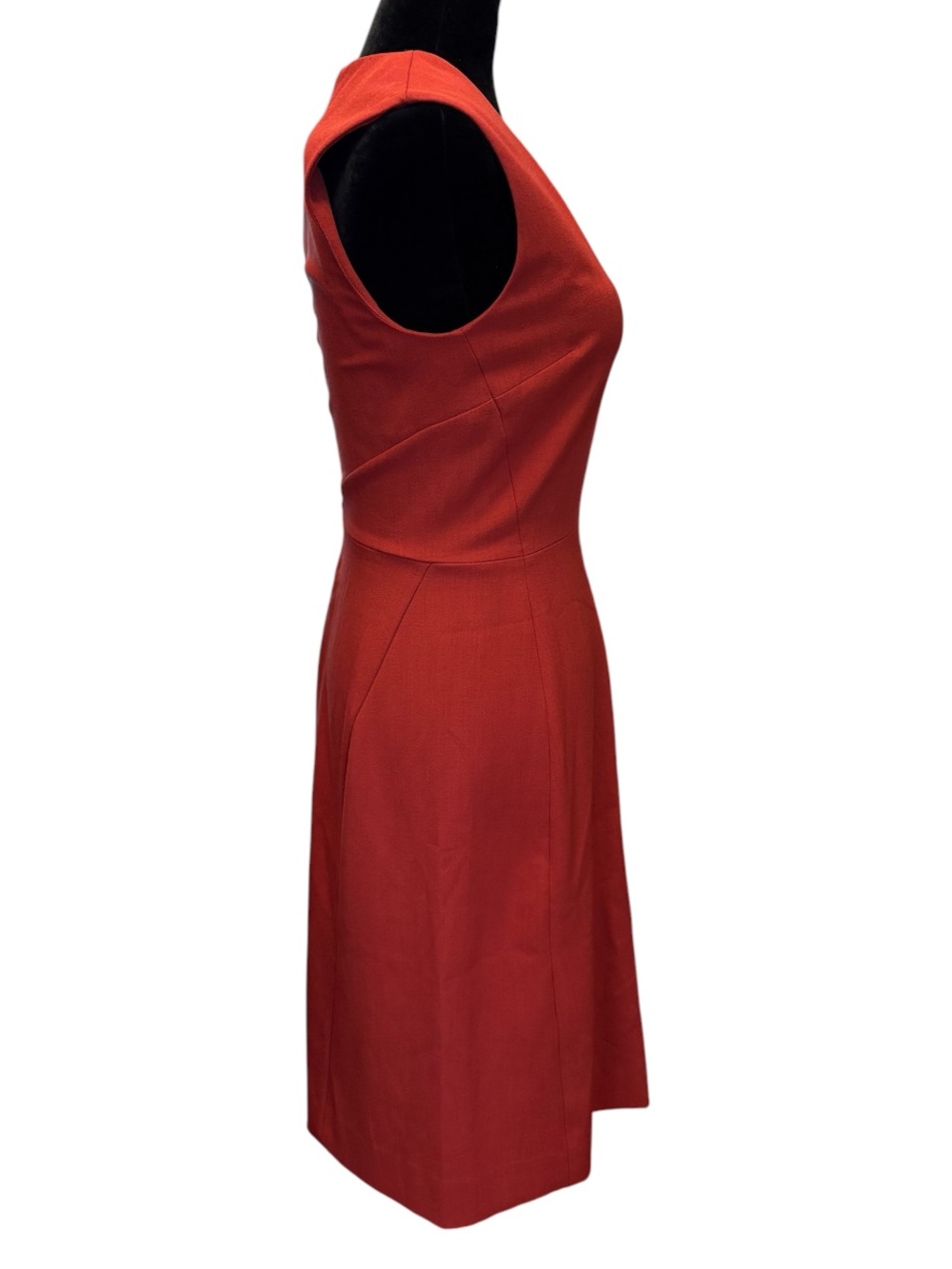 MM Lafleur Annie V Neck Sleeveless Sheath Dress Burnt orange Sz 4 - Picture 2 of 6
